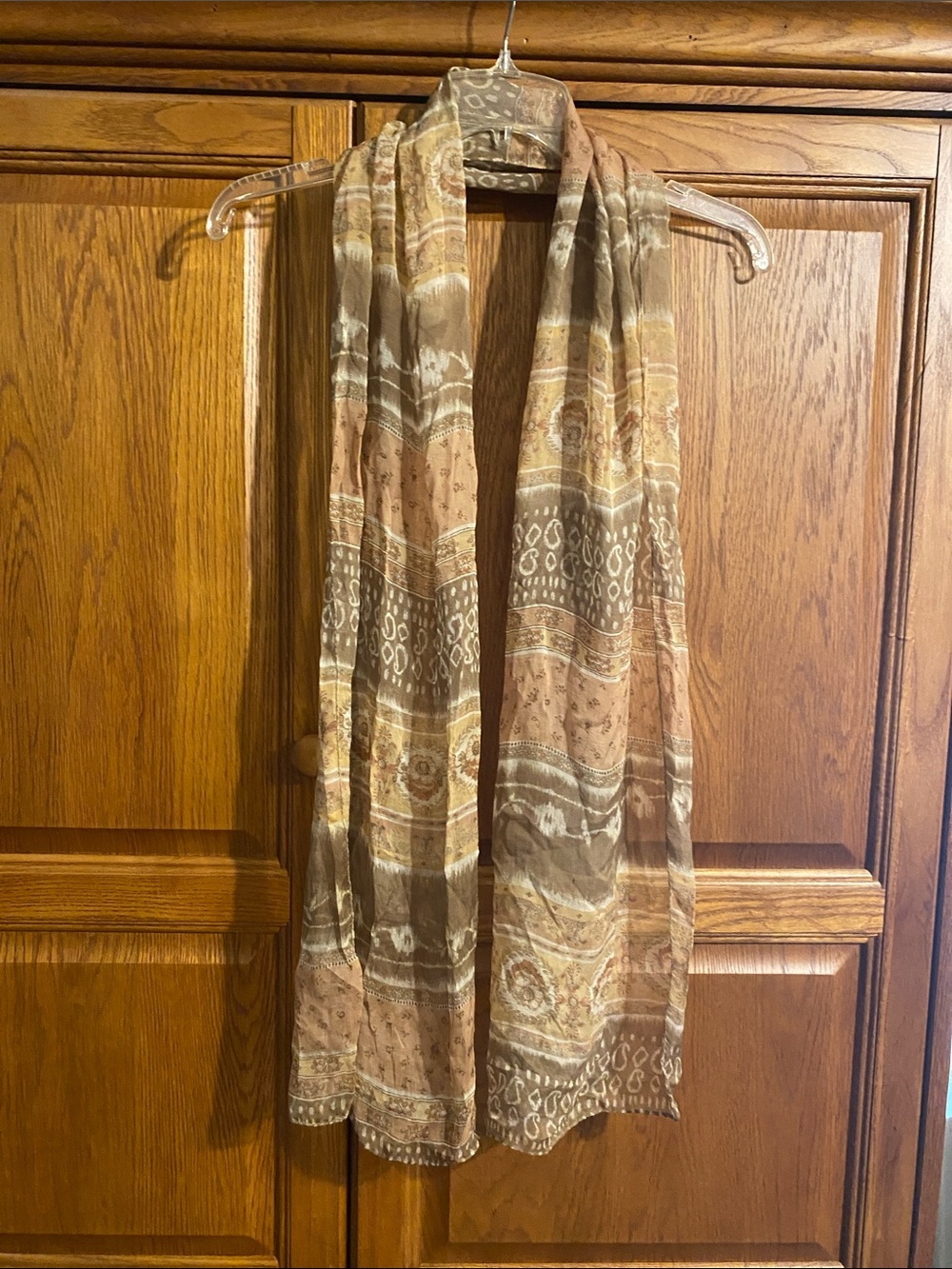 Neutral Brown Patterned Women's Scarf - Stylish Lightweight Wrap